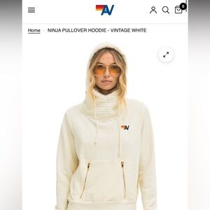 Aviator Nation NINJA PULLOVER HOODIE- White size M